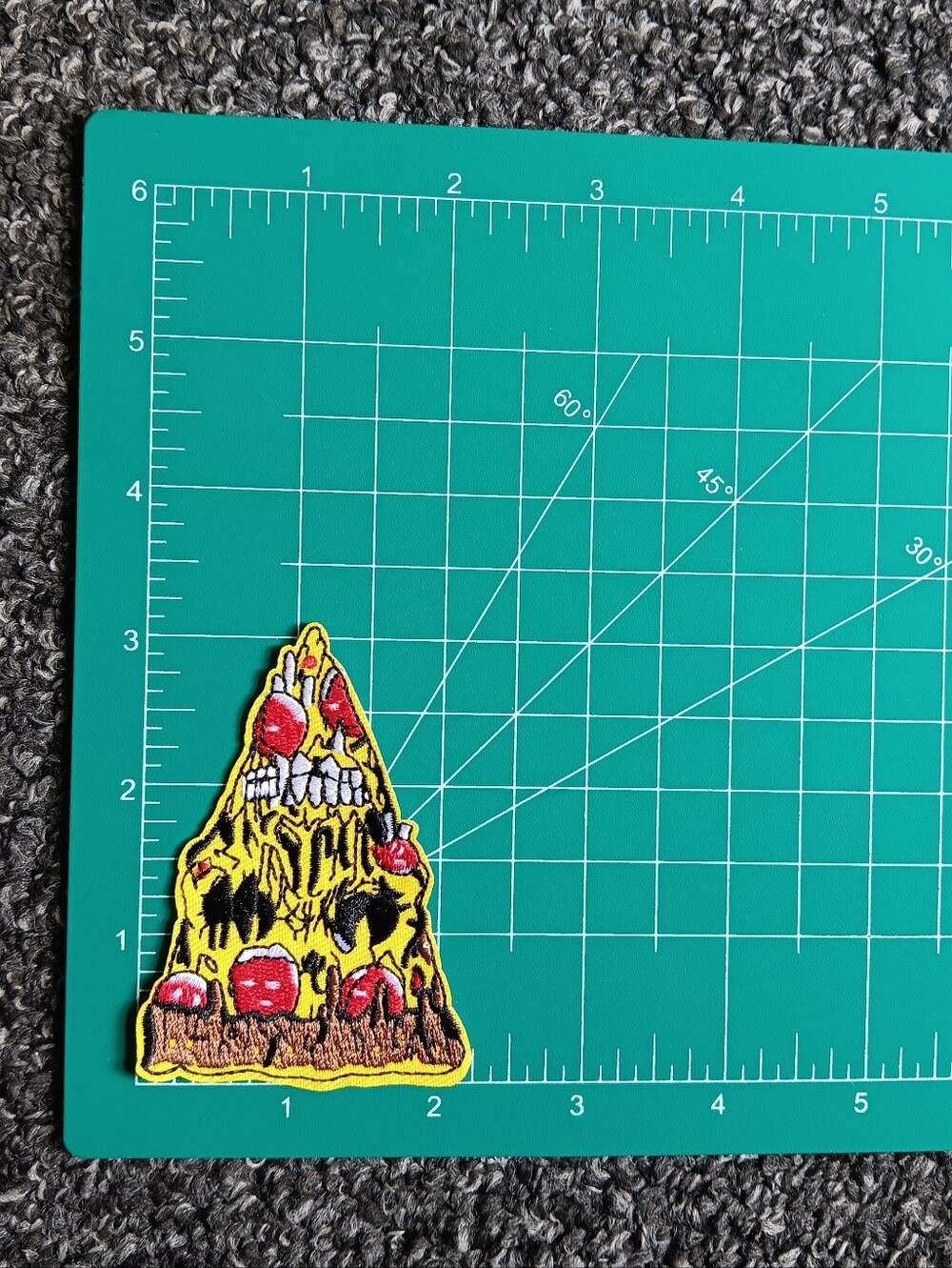 Crust Punk Haunted Skull Pizza Iron On Jacket Jeans Patch, Horror Goth Grunge - Picture 4 of 4
